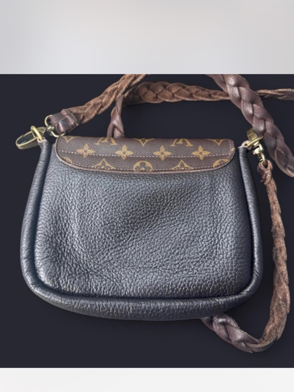 Vintage Boho Upcycled Louis Vuitton Brown Monogram Crossbody Bag - Picture 6 of 6